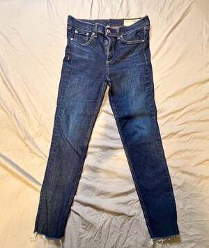 Rag & Bone/Jean 10 Inch Ankle Skinny Jeans Dark Wash Raw Hem Size 29
